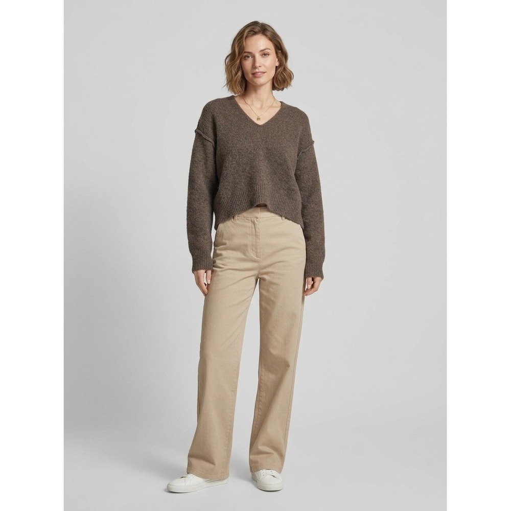 Topshop Knitted Collar Jumper Brown V-Neck Sweater US 4-6 Small NEW 142542054